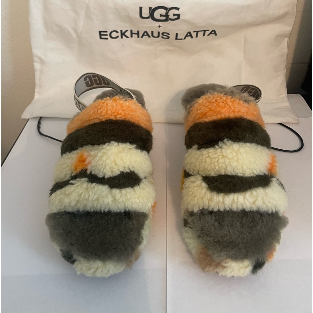 UGG “Fluff Yeah” Camo Slippers Size 7 NWOT